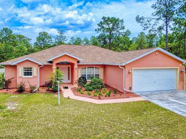 Charming one-story home with a lush, landscaped front yard and a two-car garage at 9325 Sw 125Th Court Rd, Dunnellon, FL 34432