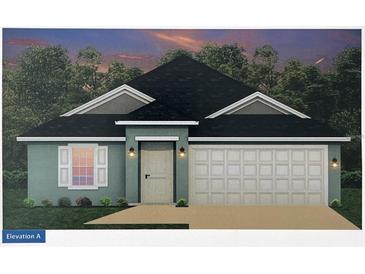 Charming one-story home with a two-car garage, complemented by a neatly landscaped front yard and classic design at 15106 Se 94Th Ter, Summerfield, FL 34491
