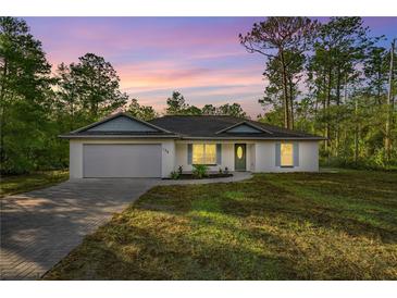 Charming single-story home with a well-manicured lawn, neutral paint, and inviting curb appeal at 158 Guava Pass, Ocklawaha, FL 32179