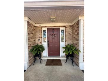 Charming front entrance with decorative door, sidelights, and inviting landscaping at 3746 Red Oak Ct, Lake Wales, FL 33898