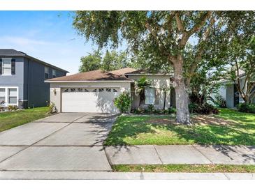 Charming single-story home with a well-maintained lawn and an attached two-car garage at 2505 Brownwood Dr, Mulberry, FL 33860
