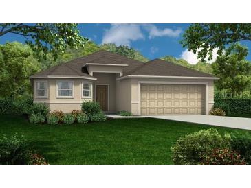 Charming single-story home featuring a two-car garage, well-maintained lawn, and lush landscaping at 1206 Navel Rd, Bartow, FL 33830