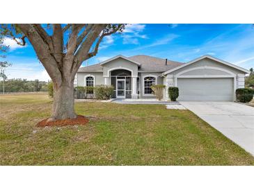 Single-story house with a large tree and well-maintained lawn at 103 Vega Ct, Davenport, FL 33896