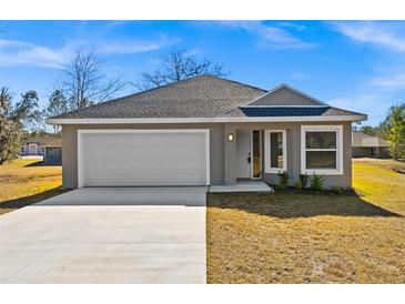 Newly constructed one-story home with attached garage and landscaped yard at 13404 Sw 60Th Court Rd, Ocala, FL 34473