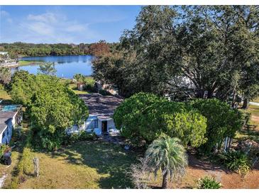 Aerial view of lakeside property with mature trees and landscaping at 4201 Park Lake St, Orlando, FL 32803