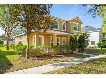 Charming two-story home with a well-manicured front yard and inviting curb appeal in a suburban neighborhood at 3304 Cat Brier Trl, Harmony, FL 34773