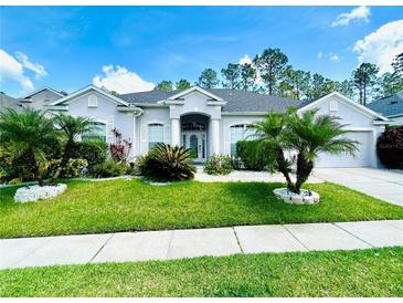 Charming single-story home with lush landscaping, manicured lawn, and inviting curb appeal at 618 N Hampton Dr, Davenport, FL 33897