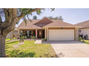 Charming single Gathering home with an attached two-car garage and beautifully landscaped front yard at 3738 Crossing Creek Blvd, St Cloud, FL 34772