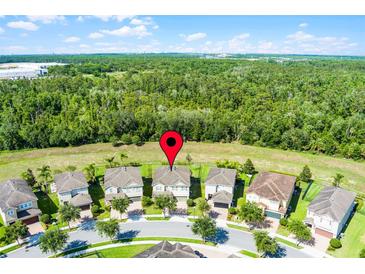 Beautiful aerial view of single-Gathering homes backing to green space and mature trees at 7527 Marker Ave, Kissimmee, FL 34747