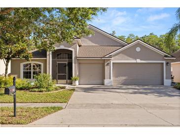 Charming home featuring a well-maintained lawn, mature trees, and a convenient two-car garage at 3641 Bristol Cove Ln, St Cloud, FL 34772