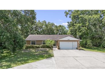 Charming single-story home featuring a two-car garage and well-maintained front yard with mature landscaping at 2810 Horton Rd, Kissimmee, FL 34744