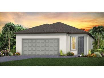 One-story home with gray garage door and landscaping at 5813 Sw 87Th Court Rd, Ocala, FL 34481