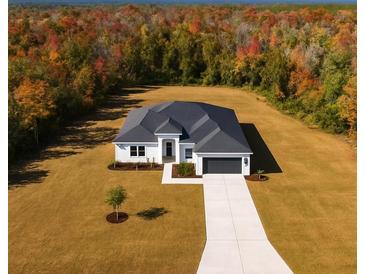 A beautiful one-story home, boasting a well-manicured lawn and stunning fall foliage at 2468 Fawn Run, Oviedo, FL 32765