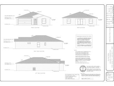 Detailed house exterior plans, showcasing front, rear, and side elevations at 2449 Jungle St, Lakeland, FL 33801