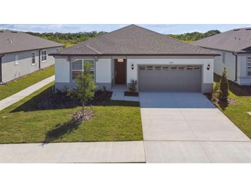 Charming single-story home with a well-manicured lawn and a two-car garage in a Gathering-friendly neighborhood at 1671 Ruby Ln, Lake Alfred, FL 33850