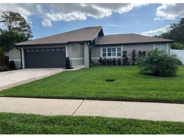 Charming single-story home boasts a well-manicured lawn, neutral stucco, and a two-car garage at 223 W Panama Rd, Winter Springs, FL 32708