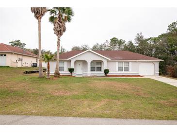 Charming home with a well-manicured lawn and complemented by the elegant palm trees at 2370 Sw 146Th Loop, Ocala, FL 34473