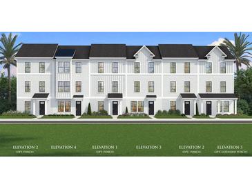 Charming townhome exteriors showcasing optional porches, lush lawns, and inviting front entrances at 15113 Grove Lake Dr, Winter Garden, FL 34787