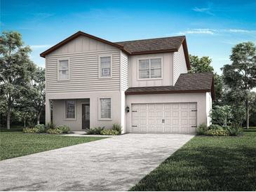 Charming two-story home featuring a neutral color palette, attached two-car garage, and well-maintained landscaping at 13458 Leaping Water Way, Astatula, FL 34705