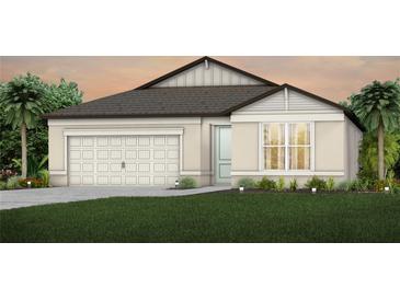 Charming one-story home featuring an attached garage, neutral color palette, and manicured lawn at 8237 Sw 52Nd Lane Rd, Ocala, FL 34481