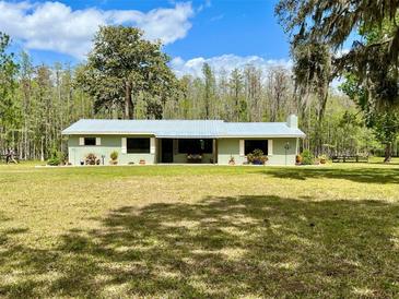 Charming single story home with a metal roof and a large front yard perfect for outdoor activities at 1464 Mount Pleasant Rd, Groveland, FL 34736