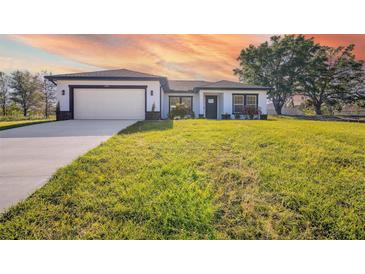 Charming single-story home with a two-car garage and a well-manicured front lawn at 12921 Sw 64Th Terr Rd, Ocala, FL 34473