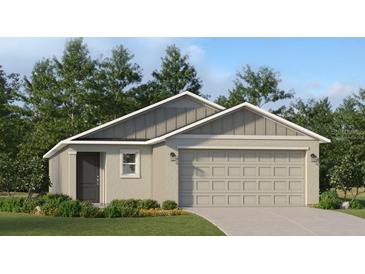 Charming one-story home with neutral paint, neat landscaping, two car garage, and welcoming front door at 1333 Acorn Meadow Loop, Eustis, FL 32726