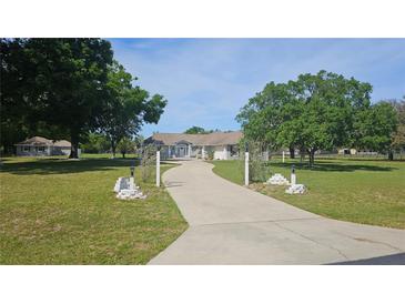 Stunning exterior view of home with a long driveway and lush landscaping at 6975 Sw 99Th St, Ocala, FL 34476