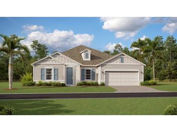 Charming single-story home with light gray siding, blue shutters, and a well-manicured lawn at 5048 Barnet Dr, Davenport, FL 33837
