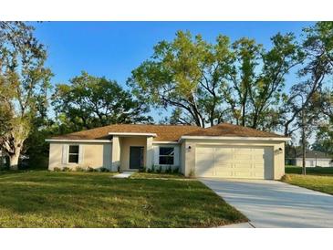 Charming single-story home with a well-maintained lawn, attached garage, and neutral-toned exterior at 1259 Groveland Ln, Lakeland, FL 33811