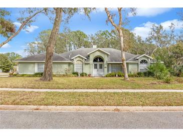 Charming single-story home featuring a well-manicured lawn, mature trees, and a welcoming front entrance at 5981 Jandon Ct, Port Orange, FL 32127