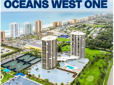 Oceans West One boasts panoramic views of the ocean, manicured lawns, community pool, and tennis courts at 1 Oceans West Blvd # 1B2, Daytona Beach, FL 32118