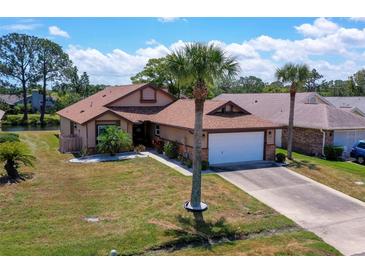 Charming single-story home with a two-car garage, mature landscaping, and a well-manicured lawn at 133 Wood Ibis Ct, Daytona Beach, FL 32119