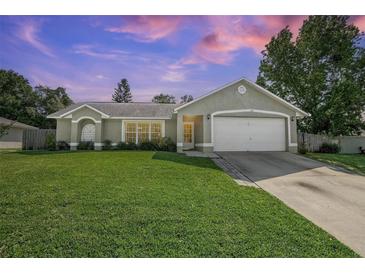 Charming one story home featuring a manicured lawn, neutral paint, and an attached two-car garage at 227 Heronwood Cir, Deltona, FL 32725
