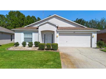 Charming single-story home with a well-manicured lawn and an attached two-car garage at 133 Brasswood Ct, Daytona Beach, FL 32117