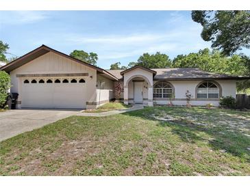 Charming single-story home featuring a two-car garage and well-maintained front yard at 663 E Lansdowne Ave, Orange City, FL 32763
