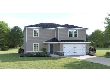 Charming two-story home with well-maintained lawn and attached two car garage at 1502 Landon Ln, Haines City, FL 33844