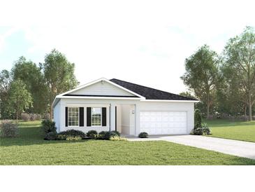 Charming single-story home with a well-maintained lawn and a two-car garage at 443 Hammock Oaks Blvd, Lady Lake, FL 32159
