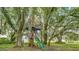 Exterior view of the backyard treehouse with slide at 4292 Sw 73Rd Trl, Bushnell, FL 33513