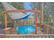 Backyard pool view with a custom deck and partially shaded lounge area at 8847 Rose Hill Dr, Orlando, FL 32818