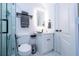 Modern bathroom featuring sleek fixtures, vanity, and glass-enclosed shower at 7036 Mapperton Dr, Windermere, FL 34786