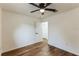 Simple bedroom with ceiling fan and closet at 1228 Se 17Th St, Ocala, FL 34471