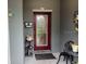 Welcoming front entry with decorative door and potted plants at 251 Rock Springs Dr, Poinciana, FL 34759