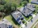 Aerial view of neighborhood, highlighting a house with a pool at 1457 Olympic Club Blvd, Champions Gate, FL 33896