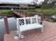 White bench on wooden dock overlooking the lake at 2488 Hartridge Point W Dr # 2488, Winter Haven, FL 33881