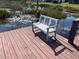 Comfortable bench on a wooden dock overlooking calm water, creating a peaceful retreat for relaxation at 2488 Hartridge Point W Dr # 2488, Winter Haven, FL 33881
