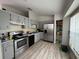 Kitchen with stainless steel appliances and light gray cabinets at 310 Winter Green Dr, Winter Springs, FL 32708