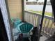 Small balcony with lake view and chairs at 1065 S Hiawassee Rd # 1416, Orlando, FL 32835