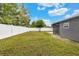 Large fenced backyard with mature trees providing privacy and a serene outdoor space for entertaining or recreation at 2707 Illinois St, Orlando, FL 32803