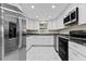 Modern kitchen featuring stainless steel appliances and white cabinetry at 103 S Flagler Ave, Edgewater, FL 32132